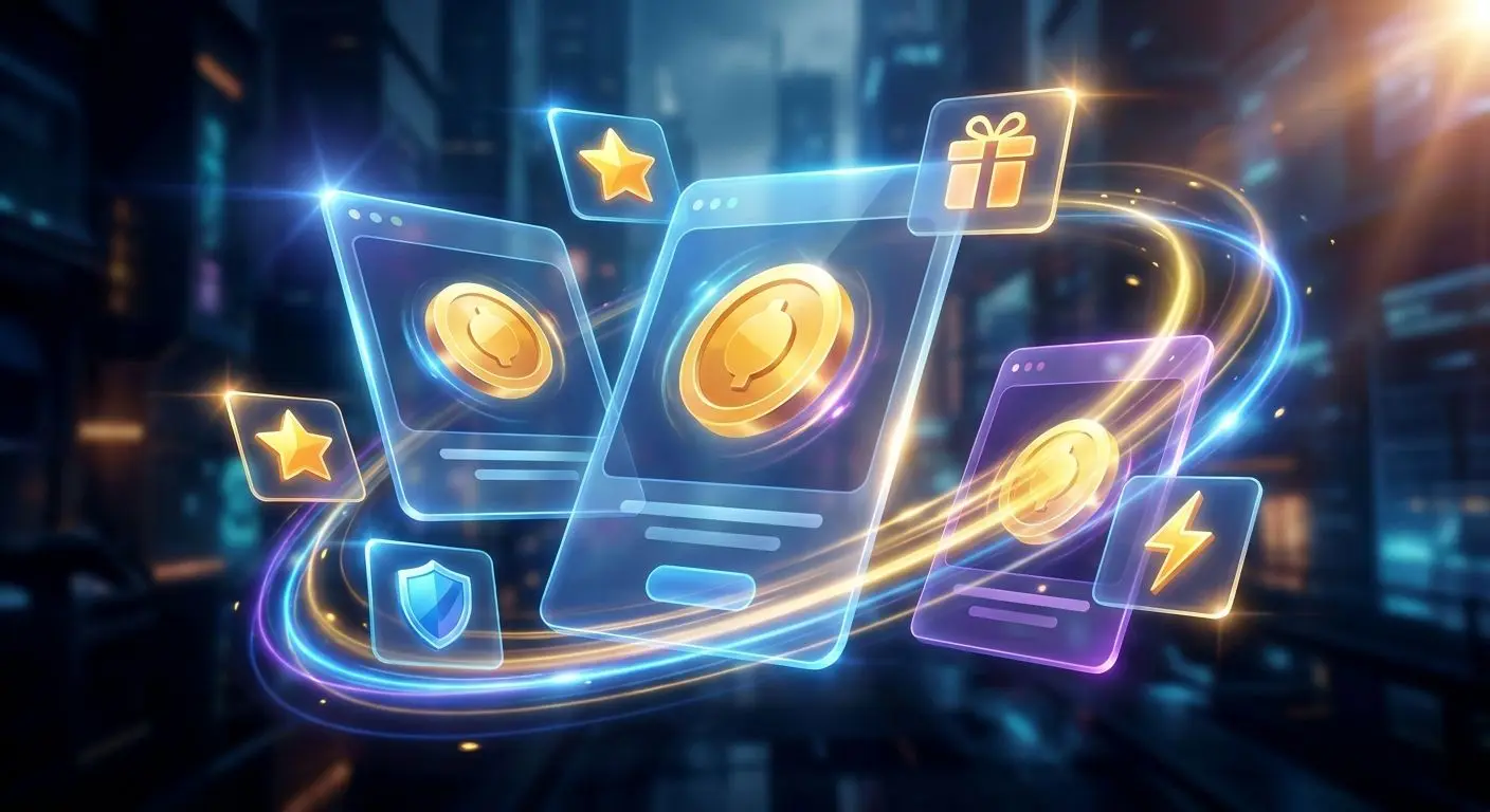 Ilustração de promoções com moedas e ícones de ofertas