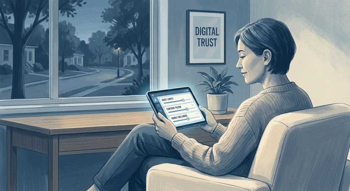 Utilizador em ambiente digital seguro com foco em jogo responsável