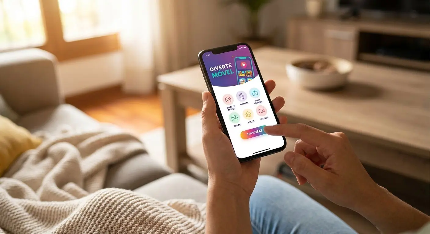 Utilizador a usar a app Solverde no telemóvel com interface adaptada ao toque