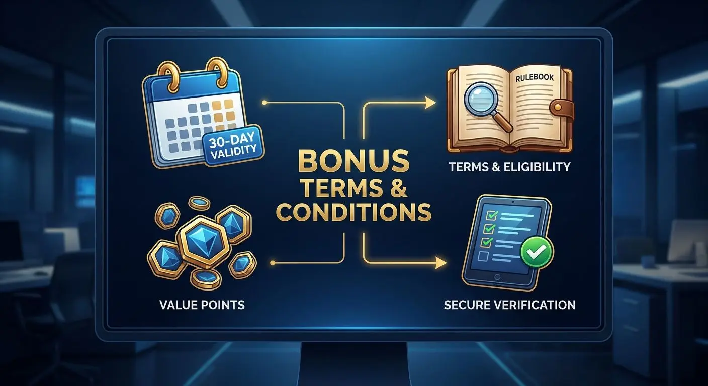 Visual dos termos principais do bónus de registo